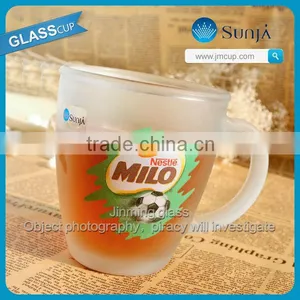 2014 Fashion Football Style Handle Glass Mug Cups Logo Transparent Drinking Glassware Nestle Tea Cup Frosted Glass Mugs thumbnail-1
