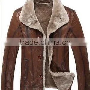 Sheep Leather Lamb Wool Jackets for Men Wholesale thumbnail-1