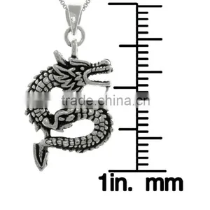Vintage 925 Sterling Silver Asian Dragon Shaped Pendant Necklace Pendant thumbnail-2