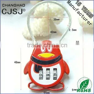 CJSJ Hot Sale Cute QQ Cable Padlock CH-QQ Combination Security Padlock thumbnail-3