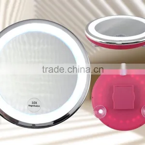 Lighted Bathroom Makeup Mirror, Bathroom Makeup Mirror With Led Light, LED Lighted Suction Cup Mirror by Touch thumbnail-1