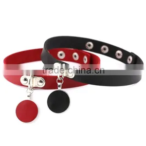 Japanese Anime Sailor Moon Rock Harajuku Gothic Punk Style Multi Color Alloy Round Pendant PU Leather Choker Necklace thumbnail-3