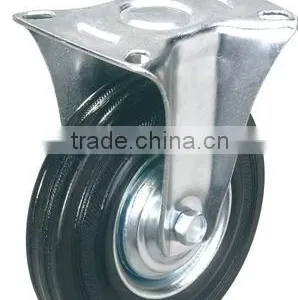 Soft Industrial Solid Rubber Caster, Trolley Wheel, Roller Bearing, Fixed thumbnail-1