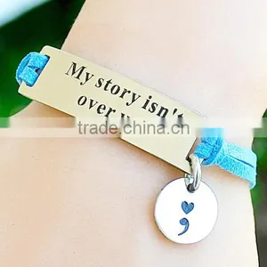 Adjustable Chain Microfiber Leather Cord Inspirational Charm Bracelet Supplier's Choice thumbnail-1