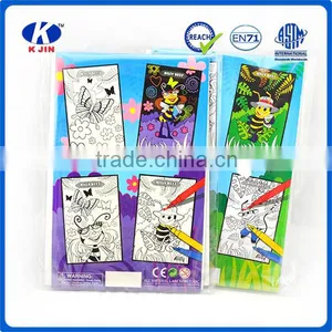 2016 New Style Flocked Cloth Coloring Book Set With 6pcs Water Color Pen for Kids Quality Choice thumbnail-3