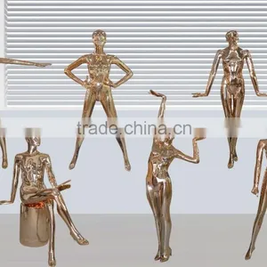 Chrome Gold Color Full-Body Female Mannequin thumbnail-1