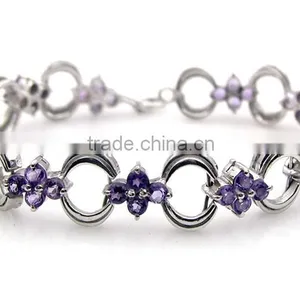 925 Sterling Silver Amethyst Bracelet thumbnail-1