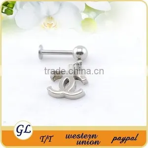 LR01135 Stainless Steel Dangle Cat Lip Ring thumbnail-5