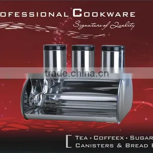 Stainless Steel With Bamboo Matt Corner Bread Box thumbnail-1
