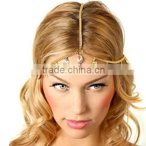 New Women Metal Leaves Tassels Headband Fashion Head Chain Hair Jewelry thumbnail-1