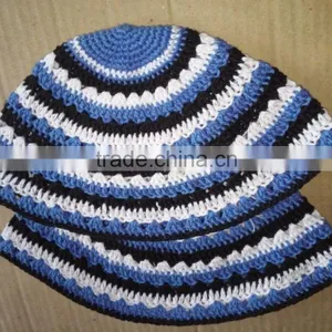 Popular Knitted Cotton Hand-made Cotton Kippah / Knit Crochet Mufflers / Muslim Cotton Cap Kippah thumbnail-1