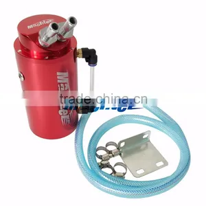 New Universal Car Racing Engine Oil Catch Tank Can Reservoir Red Round + Hose thumbnail-3