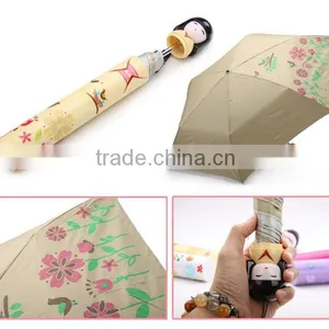 Windproof Folding Japanese Girl Bottle Umbrella thumbnail-3