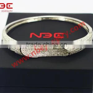 2015 Micro Pave Cubic Zirconia Silver Bangle Jewelry,fashion Brand Designer Silver Bangle thumbnail-1