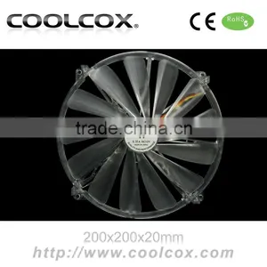 CoolCox 200x200x20mm DC Axial Fan, 20020 LED Cooling Fan,sleeve,5V/12V for Option,gaming Case Cooling Fan,laptop Cooling Fan thumbnail-1