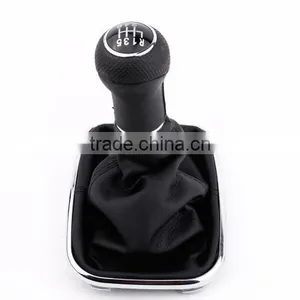 New 6 Speed Gear Shift Knob Gaitor Boot Black PU Leather thumbnail-5