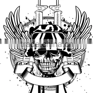 Water Transfer Summer USA Soldier Black Skull Customized Temporary Tattoo thumbnail-5