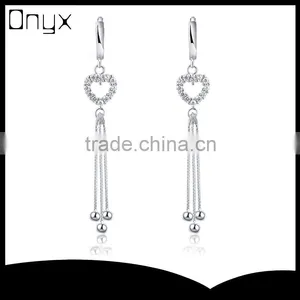 925 Sterling Silver Heart Shaped Fringe Ear Studs for Women thumbnail-1