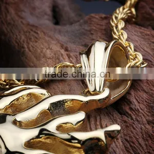 Fashion Stainless Steel Gold Plated Sun Moon Pendant thumbnail-2