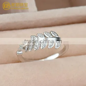 Factory Directly Wholesale 925 Sterling Silver Lucky Leaves Gemstone Rings thumbnail-1