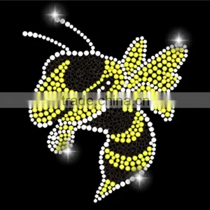 Beautiful Bee Animal Crystal Rhinestone Motif Custom Design For Clothing thumbnail-4