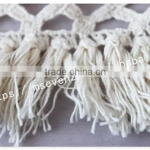 High Quality 8cm Width Off-white Crochet Cotton Fringe Trim for Garment thumbnail-5