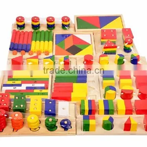 Early Educational Toy Montessori With 14pcs Wooden Geometry Blocks thumbnail-1