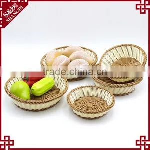 Set of 5 Design Eco-friendly Plastic Wicker Woven Fruit Bread Basket Mini Baskets Wholesale thumbnail-1