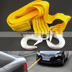 H50048 3 Tons Heavy Duty 12ft Road Emergency Trailer Rope Tow Line Strap 2 Hooks Yellow thumbnail-3