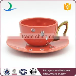 15pcs High Gloss Ceramic Arabic Tea Set With Acrylic Stone thumbnail-4