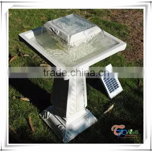 Square Simple White Tiers Solar Fountain thumbnail-4