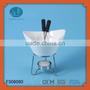Chocolate Fondue, Ceramic Chocolate Fondue Set, Fondue Pot With Iron Stand thumbnail-1