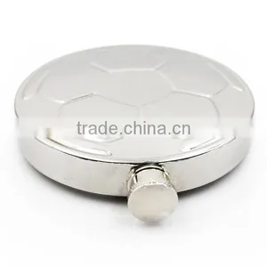 4.5 OZ Stainless Steel Flagon Football Style Bright Polished Circular Flagon thumbnail-3