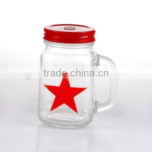 15oz Pentacle Decal Glass Mason Jar With Handle thumbnail-5