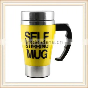 Stainless Lazy Self Stirring Mug Auto Mixing Tea Coffee Cup Home Gifts Yellow thumbnail-1