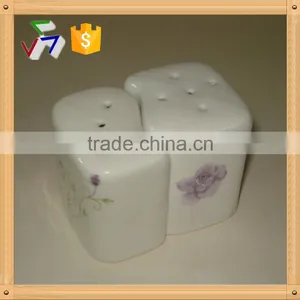 Empty Ceramic Salt & Pepper Shaker With Metal Stand thumbnail-1