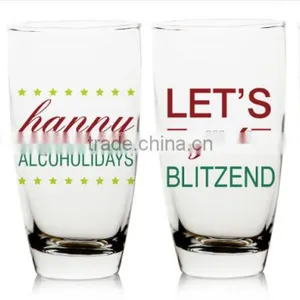 12oz 15oz Pure Gold Printing Holiday Drinking Glass Cup Water Glass Cup Beer Glass Mug Glass Tumbler thumbnail-1