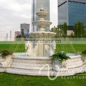 Outdoor Garden Decoration Stone Carving Marble Horse Water Fountain thumbnail-2