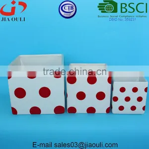 Glazed White With Red Polka Dots Ceramic Pot Plant White Square Cube, Pot Plant White thumbnail-6