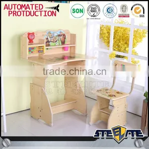 Cartoon Design Kids Study Table and Chair Wooden Kids Study Desk thumbnail-4