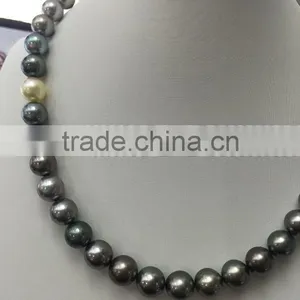 AA 10-11mm Colorful South Sea Pearl With 14K Gold Clasp Necklace thumbnail-3