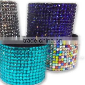 Acrylic Gem Rhinestone Bracelet With Zinc Alloy Locking Part, Hot Sale Gift Leather With Crystal Gem Decoration thumbnail-5