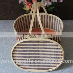 Storage Bamboo Basket With Handle For Picnic thumbnail-5
