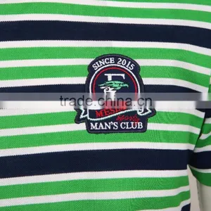 Wholesale Mens Flat Knit Striped Brand Cotton t Shirt thumbnail-4