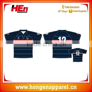 Hongen Apparel 2016 Custom Design Sublimated Practice Shirts Rugby Jersey Cut and Sew Rugby Jersey With Embroider Logo thumbnail-1