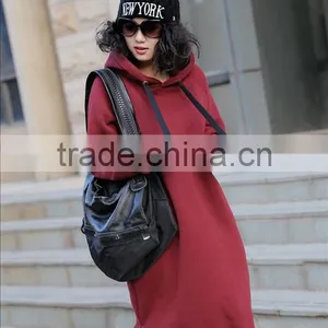 Ladies Plain Color Simple Trendy Korean Style Long Sleeve Casual Autumn Hoody Dress thumbnail-2