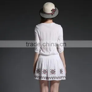 Maxnegio Bohemian Style White Embroidery Mini Dresses for Juniors thumbnail-2
