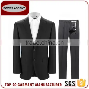 Casual Mens Formal Smooth Business Black 2-Button Suits thumbnail-2