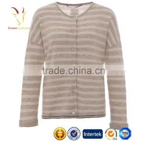 Women Striped Custom Knitted Cardigan Sweater thumbnail-1