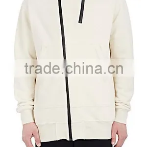 Gusseted Zip Vent High Neck Split Kangaroo Pocket Cotton-blend French Terry Asymmetric Zip-front Hoodie thumbnail-5